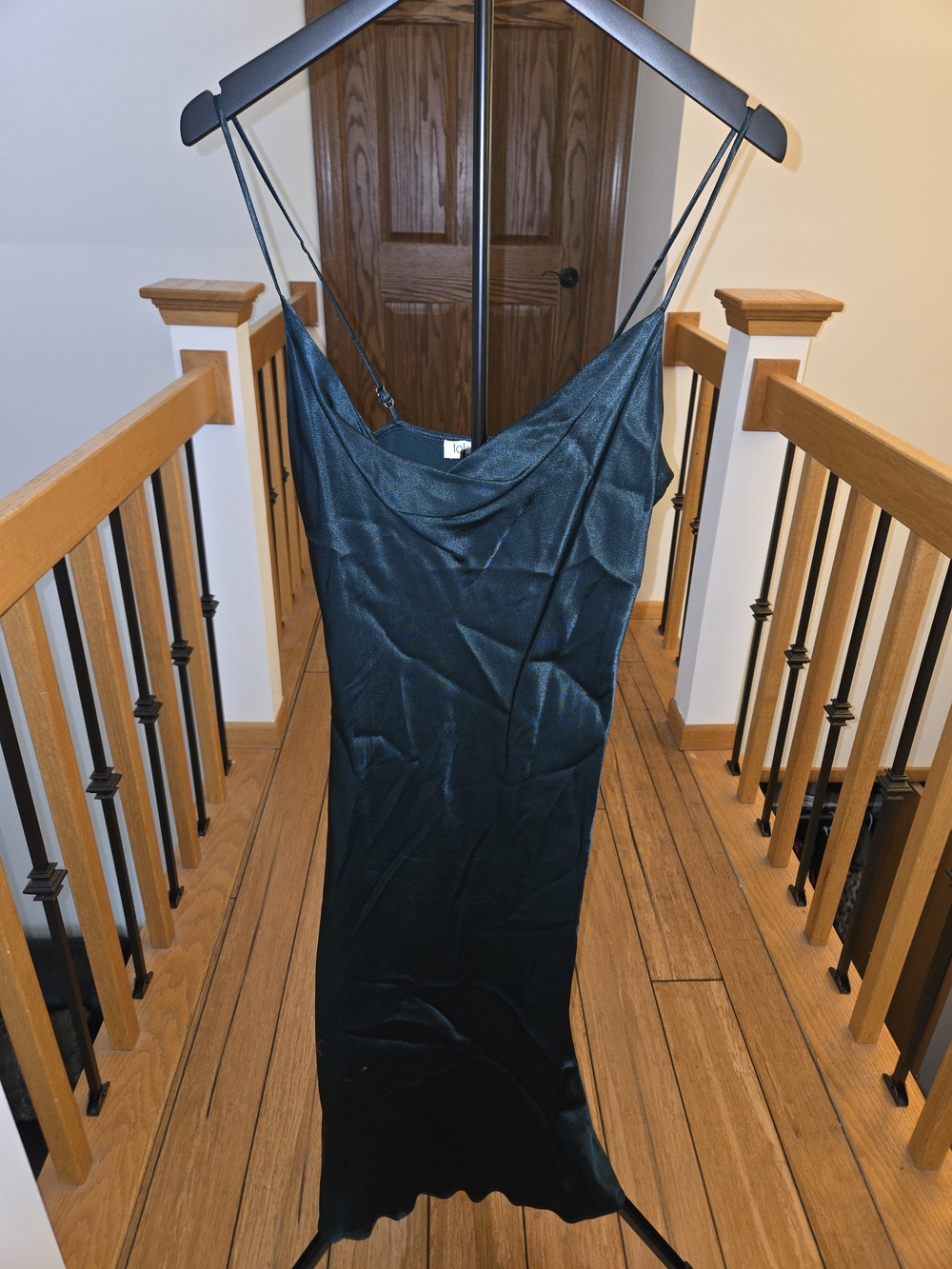 Slip Midi Dress in Forest Green Elegant Cowl Neck